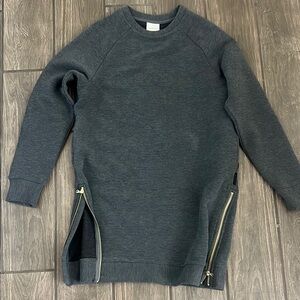 Women’s Gray Sweater Dress with Zipper Accents